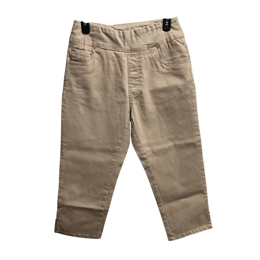 Blair Women Beige Capri Pants Elastic Waist Size 8 Cropped